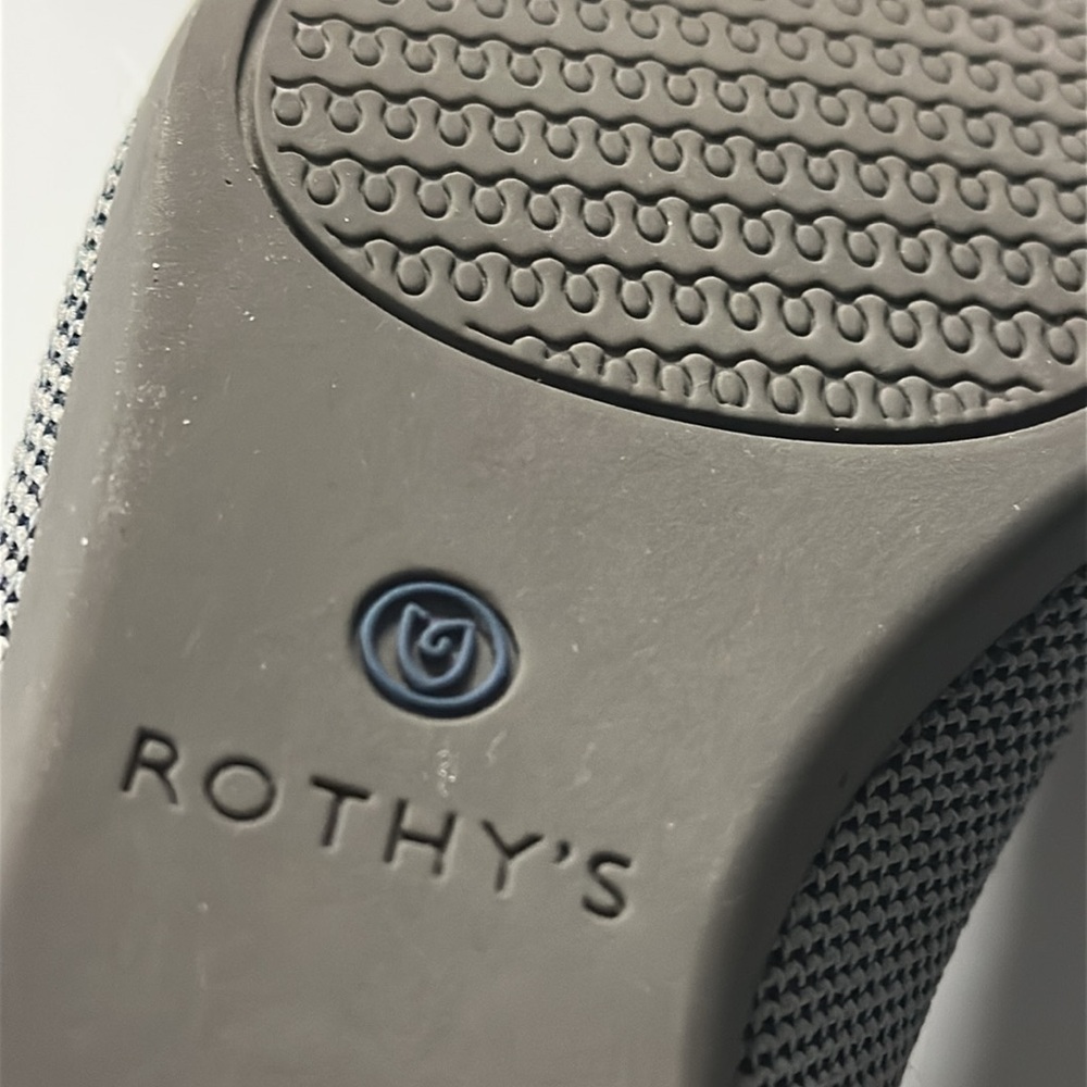 Rothy's Pointed Toe Flats in Charcoal Gray with Blue Trim - Picture 5 of 16